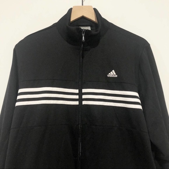 Adidas black three stripe full zip track jacket Men’s XL - Picture 3 of 9
